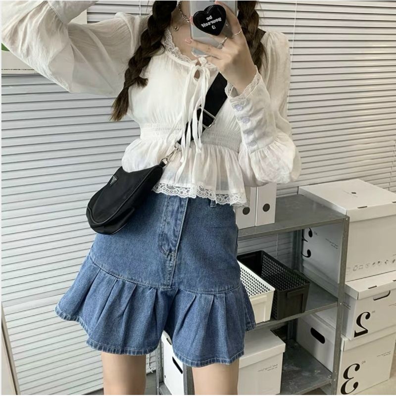 Chân váy jeans đuôi cá khóa kéo đủ 3 size SML