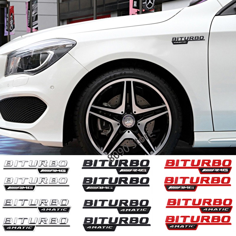Bộ 2 Miếng Dán Trang Trí Xe Hơi Mercedes Benz W203 W204 W210 W211 SLS GLK W124 W168 4 Matic AMG Hình Chữ Số 3D Bằng ABS