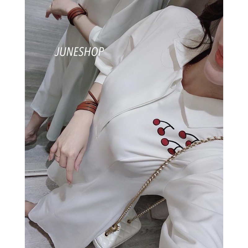 VNU222 - VÁY MAXI POLO TRẮNG CHERRY | BigBuy360 - bigbuy360.vn