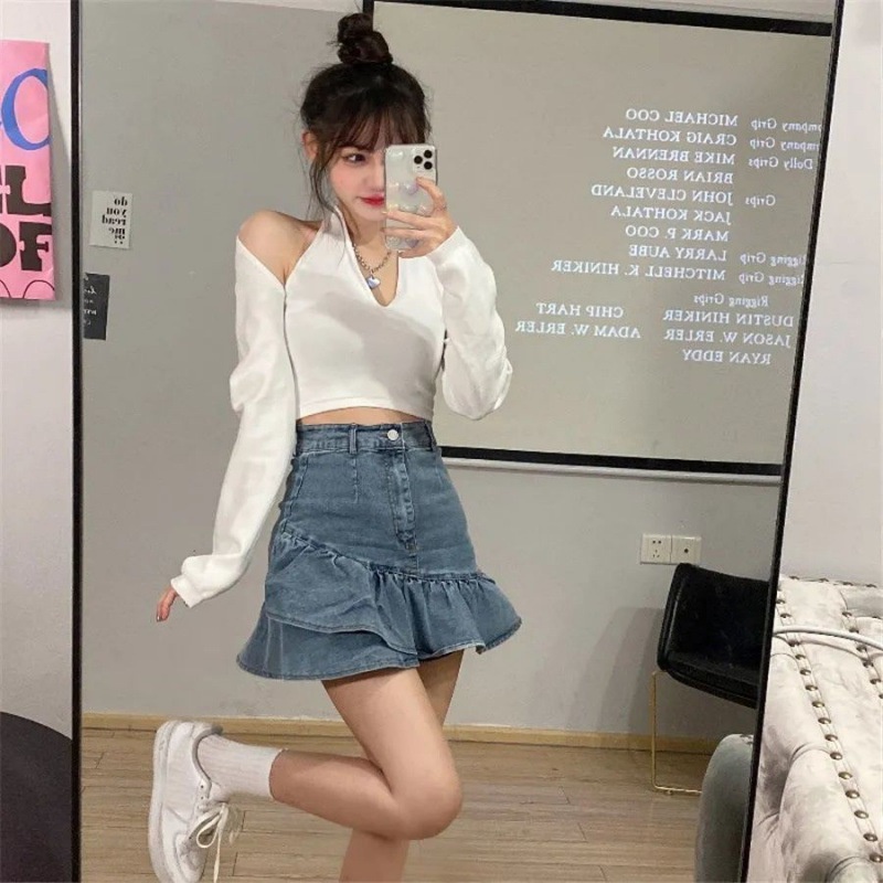 Chân Váy Denim Đuôi Cá Dáng Chữ a Thời Trang Mùa Hè 2022 Cho Nữ
