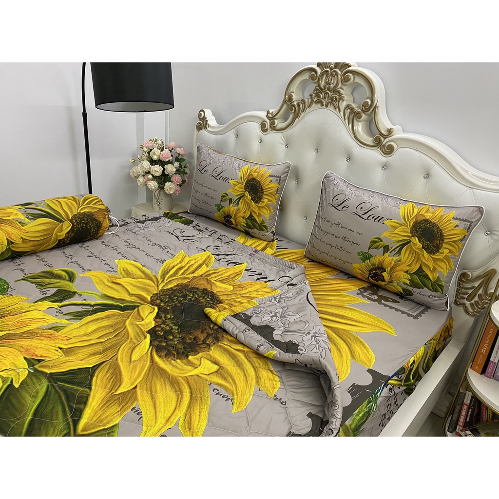 Bộ Drap mền + áo gối  thun Ý 5D Cao Cấp , mát lạnh, thấm hút tốt.