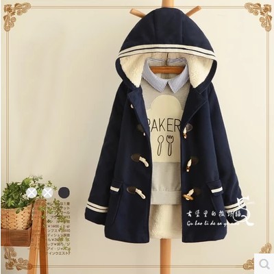 Áo khoác,Áo khoác bông nữ, dày dặn, lót bông, giữ ấm, chất liệu dạ, phong cách học sinh, trẻ trung, kiểu dáng rộng rãi,