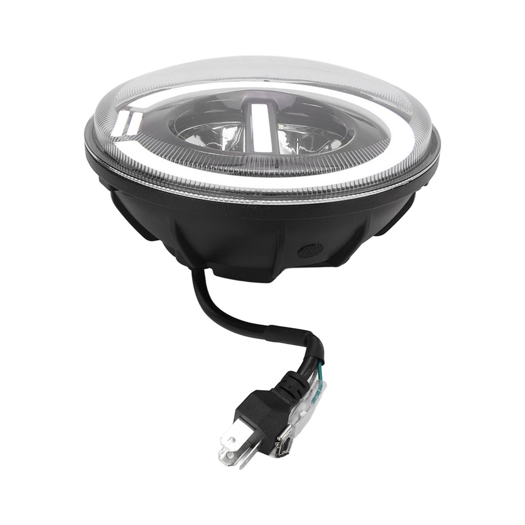 Có thể bán buôn Đèn pha 7in dành cho xe máy LED Angel Eye Tròn IP67 Chống thấm nước 12‑80V Ánh sáng vàng đỏ Phổ quát Vermont055 Hàng giao ngay