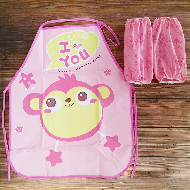 1 Bộ Tạp Dề Vẽ Tranh Tay Dài Chống Nước Cho Bé Trai &amp; Gái