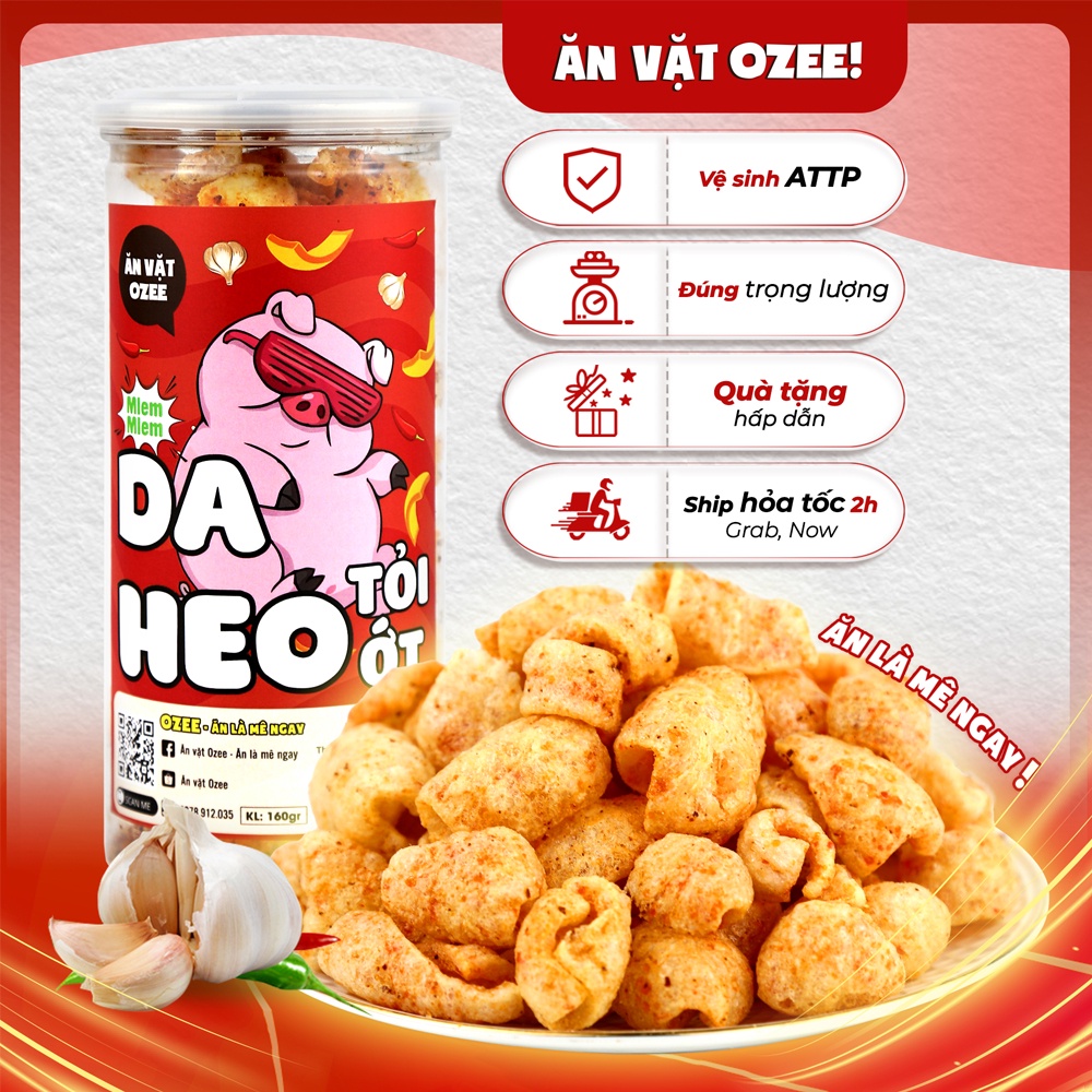 Da heo tỏi ớt Ozee hộp 160g siêu ngon đồ ăn vặt Hà Nội