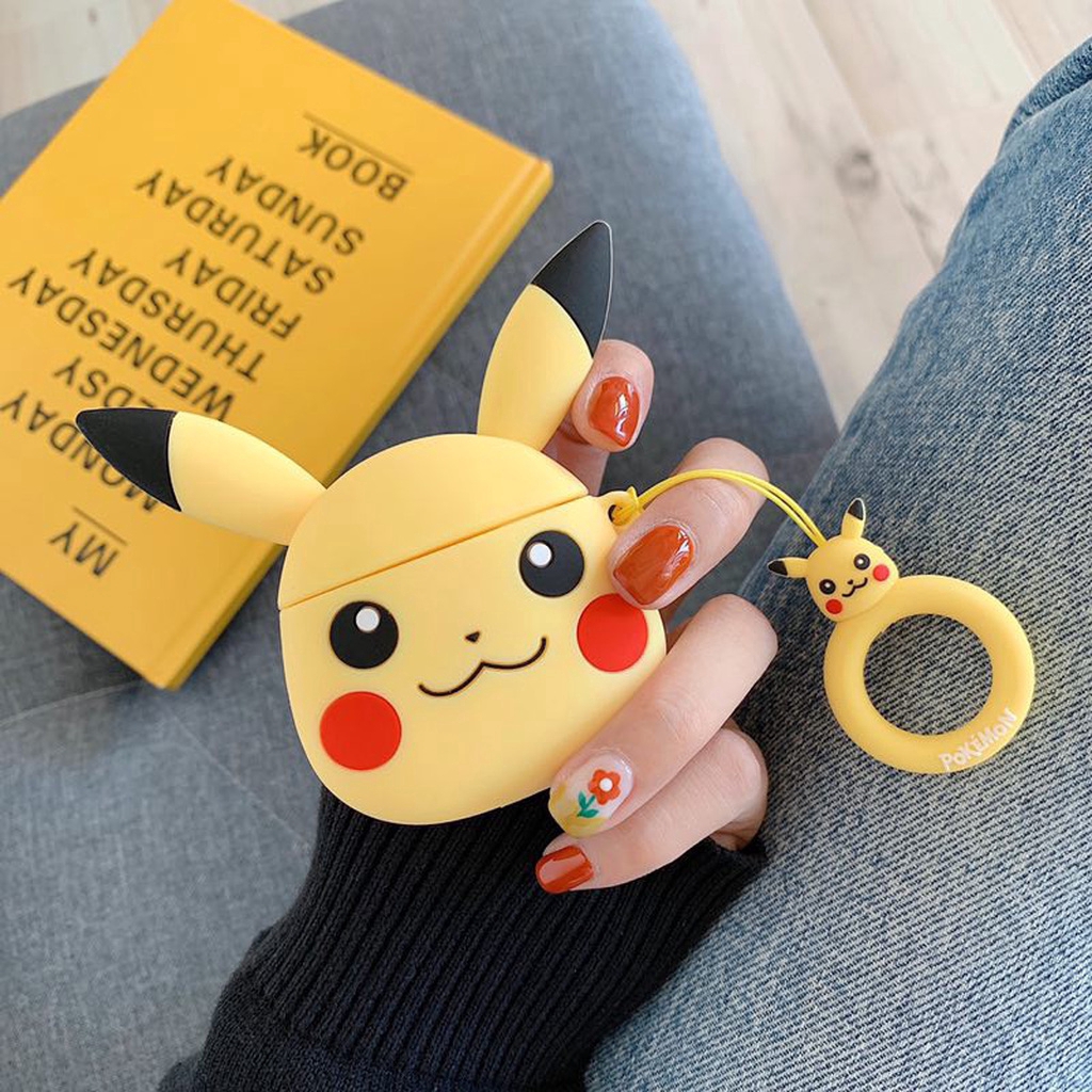 Hộp silicone hình Pikachu chống sốc cho tai nghe airpods1 2