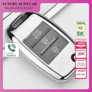 Ốp chìa khóa mạ crom Kia Morning, Cerato, K3, Rondo, Rio, Soluto, Seltos, Sorento,(chìa gập) , tặng quà móc thất lạc