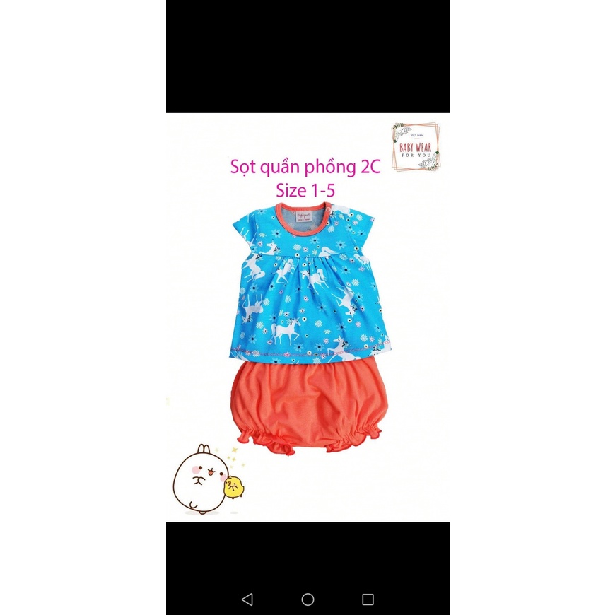 COMBO 3 Bộ ngắn quần phồng chất đẹp đáng yêu cho bé gái Baby Wear (6-12kg)