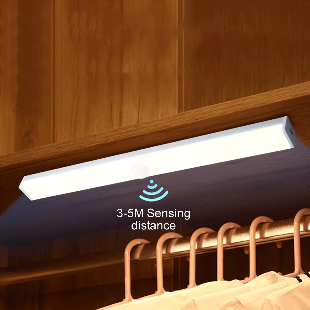 Đèn LED 20 30 40 50cm Cảm Biến Chuyển Động Không Dây Sạc USB Gắn Tủ Bếp