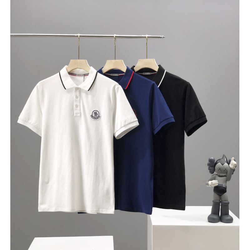 áo thun polo nam ngắn tay thêu logo chữ M Moncler