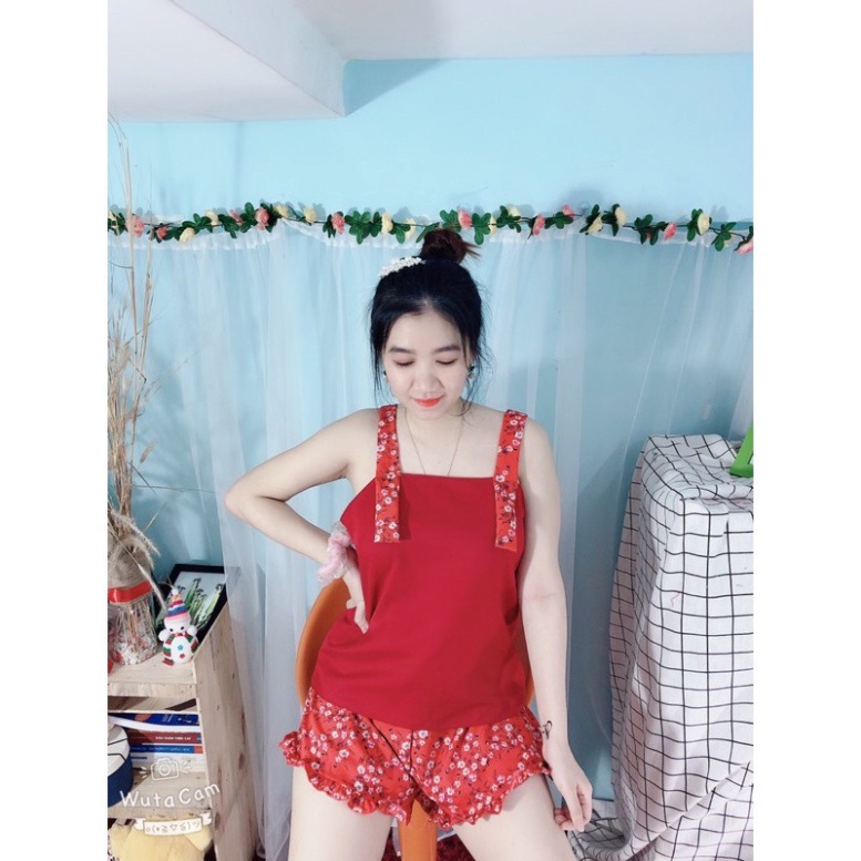 Đồ Mặc Nhà 2 Dây Bản To Kèm Đùi Cho Nữ Cực Dễ Thương Sét Đồ Nữ  Sexy Đi Biển Tắm Mát mẫu mới