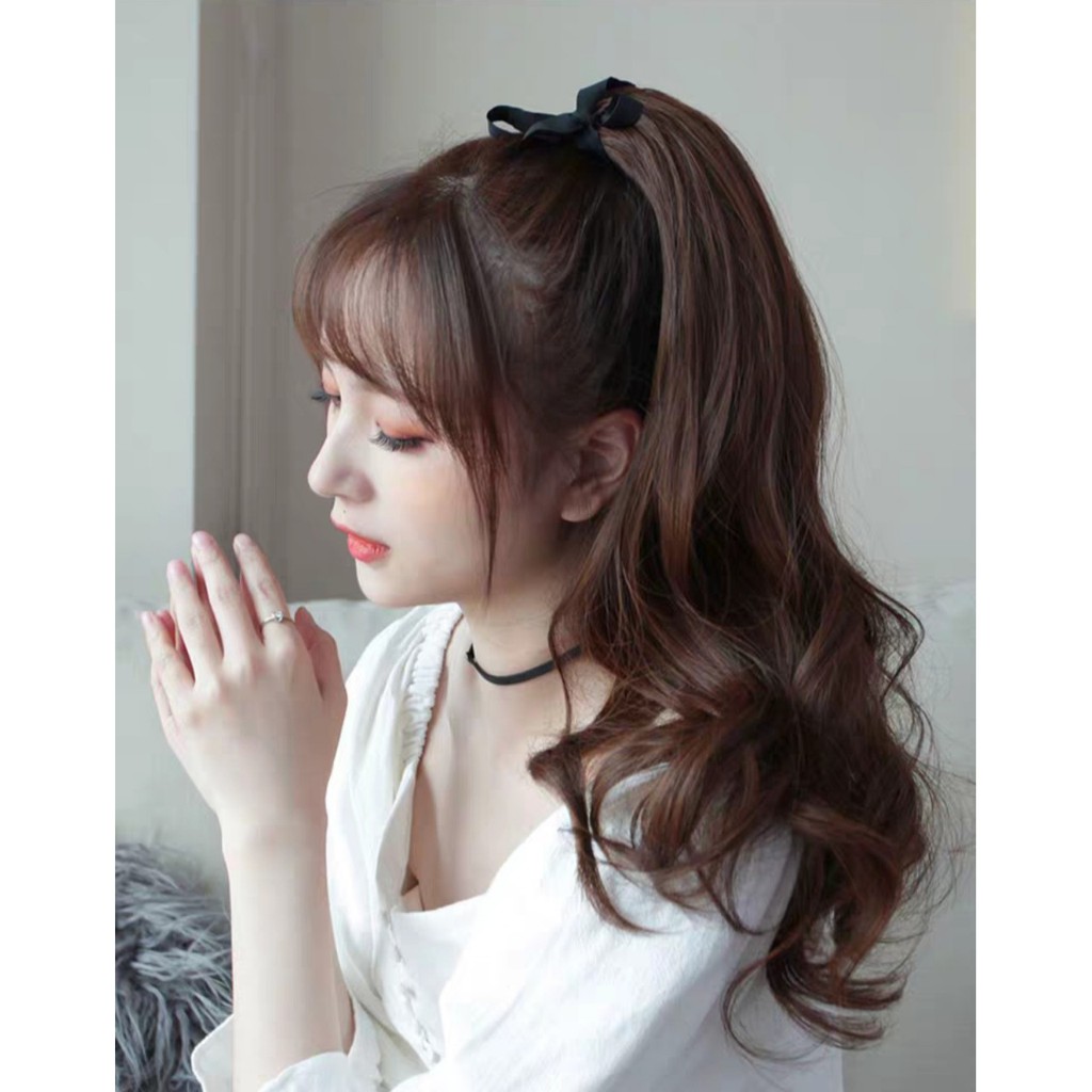 tóc giả nữ cột xoăn, tóc buộc hàn quốc d19