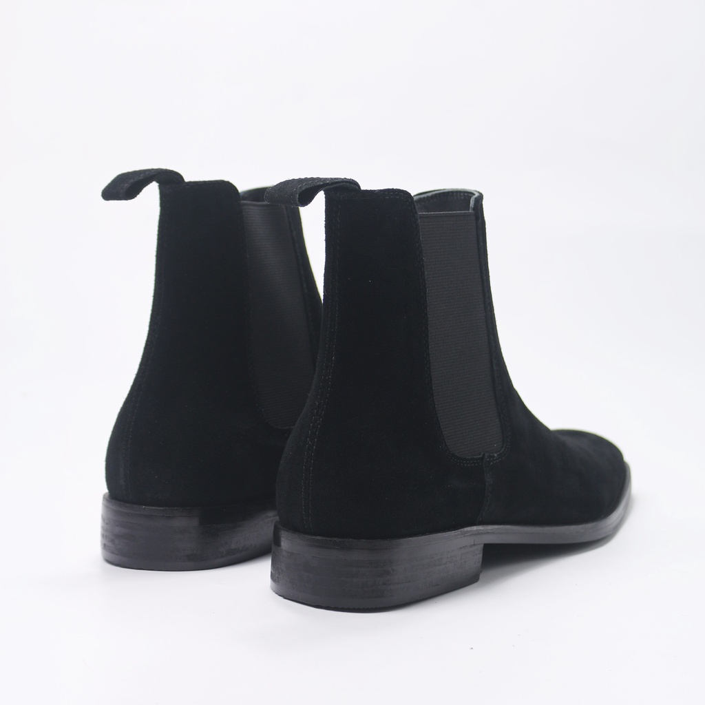 Giày Chelsea boots nam da lộn đen, giày da cao cấp da bò nhập khẩu handmade August shoes AG1L  chính hãng bảo hành 12 th