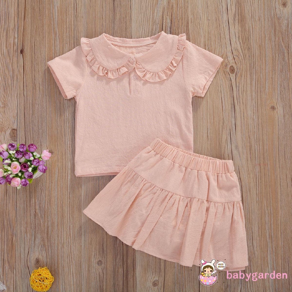 Bộ Đồ Gồm 2 Món Áo Thun Cotton + Váy Mini Mùa Hè Dành Cho Bé Gái