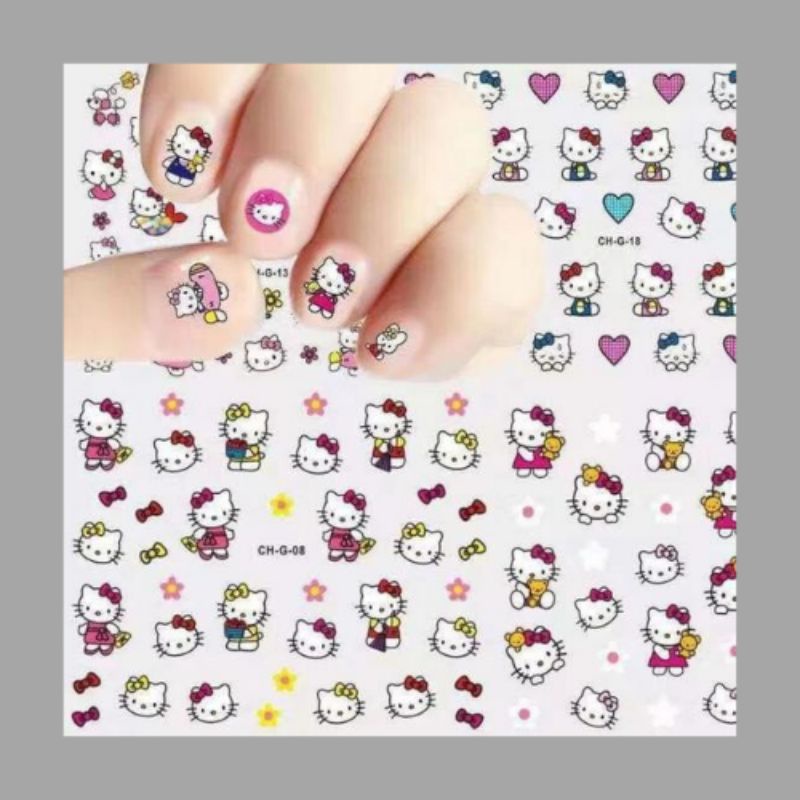 Miếng Dán Trang Trí Móng Tay Hình Hello Kitty, Hình Cute dễ thương