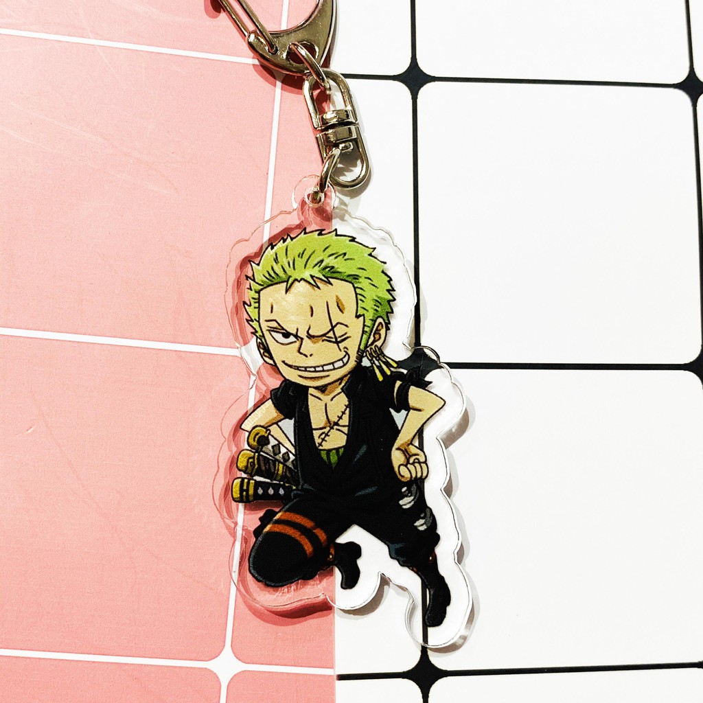 ( Mica trong acrylic ) Móc khóa One Piece Đảo Hải Tặc Zoro quà tặng xinh xắn dễ thương in hình anime chibi