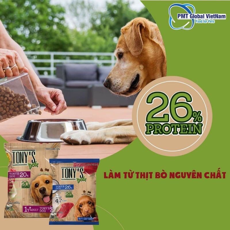 [HỎA TỐC HCM] TONY’S DOG thức ăn hạt khô dành cho Chó con - cún - túi 400gr