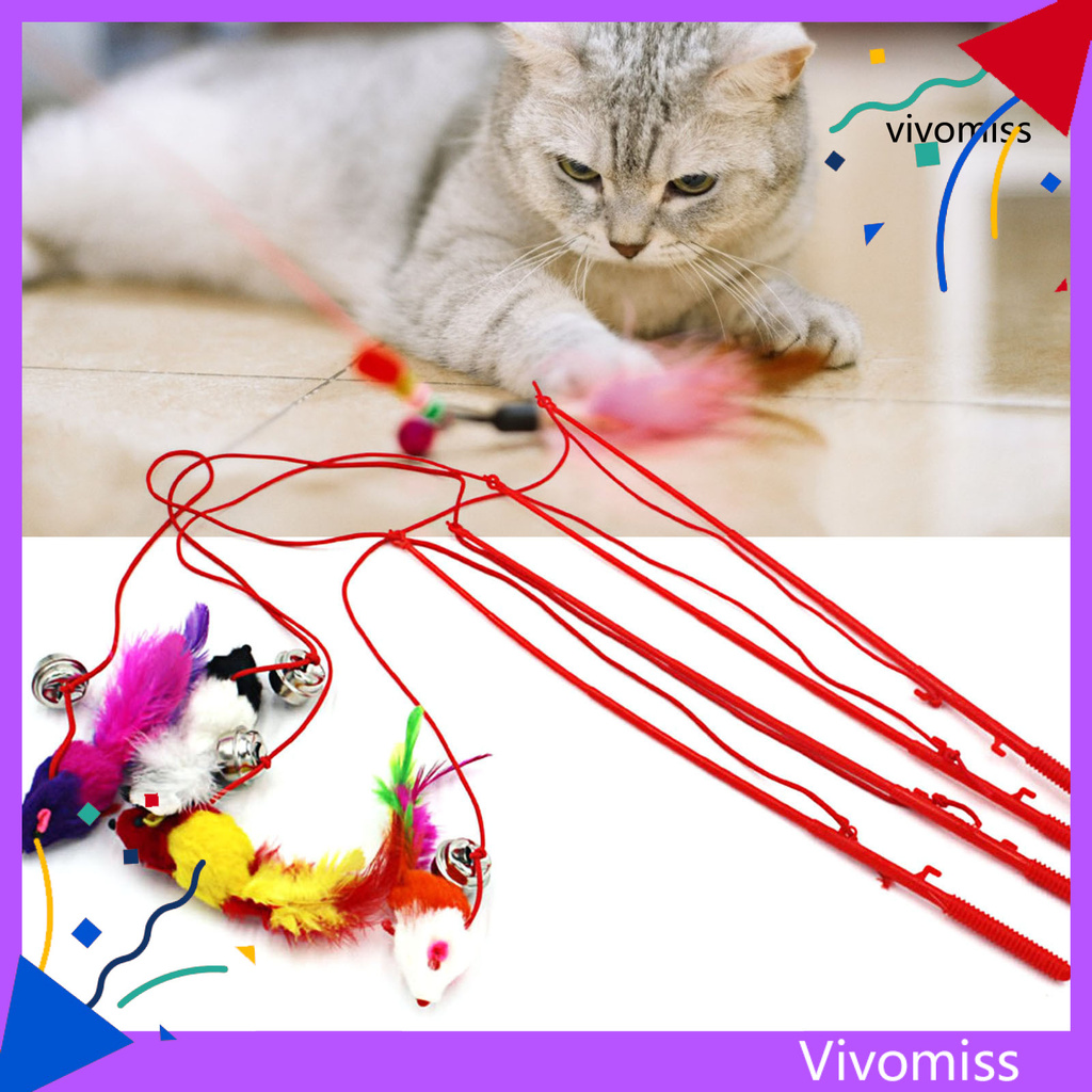 Gậy trêu chọc mèo gắn chú chuột bằng nhựa độc đáo