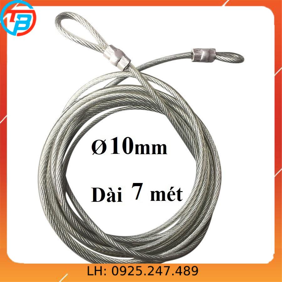 Dây cáp khóDây cáp khóa xe bọc nhựa Phi 10mm -  Dài 7 méta xe bọc nhựa Phi 10mm -  Dài 7 mét CÁP THÉP Thái Bình VinàN