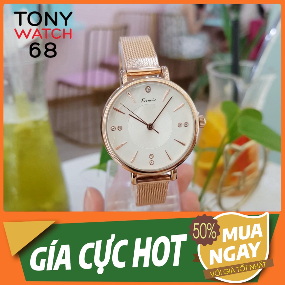 GIÁ QUÁ ĐÃ Đồng hồ nữ Kimio dây vàng hồng mặt số ngọc đơn giản hàng cao cấp chống nước chính hãng Tony Watch 68 ..