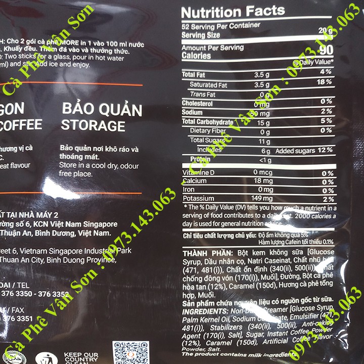 Thùng cà phê sữa Ngon Trần Quang 10 bịch lớn 1.04Kg (52 gói dài * 20g) Mẫu xuân 2022