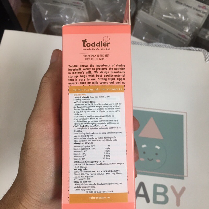 Túi Trữ Sữa Toddler Thái Lan Dày Dặn 3 Khóa Zip 110ml