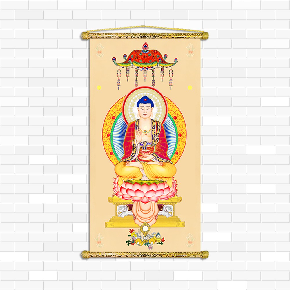 Tranh Liễn Phật Giáo - Bộ 3 Tranh Tam Thế Phật – Vải canvas cao cấp nẹp sáo gỗ tự nhiên,  nhiều size  -giá xưởng
