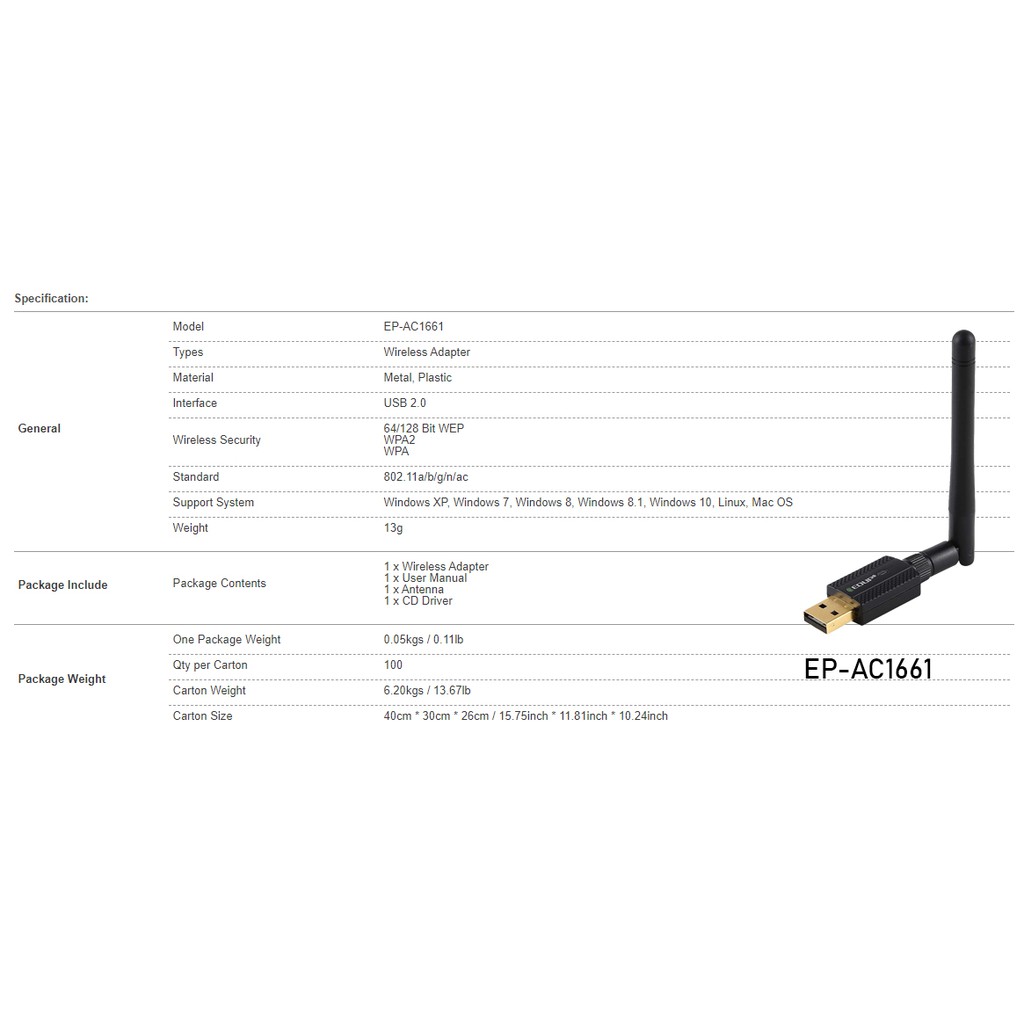 USB Thu WIFI Chuẩn AC 600Mbps +Bluetooth 4.2 EDUP EP-AC1661  Bluetooth 4.2 + WIFI Dualband  11ac 600Mbps High Speed | BigBuy360 - bigbuy360.vn