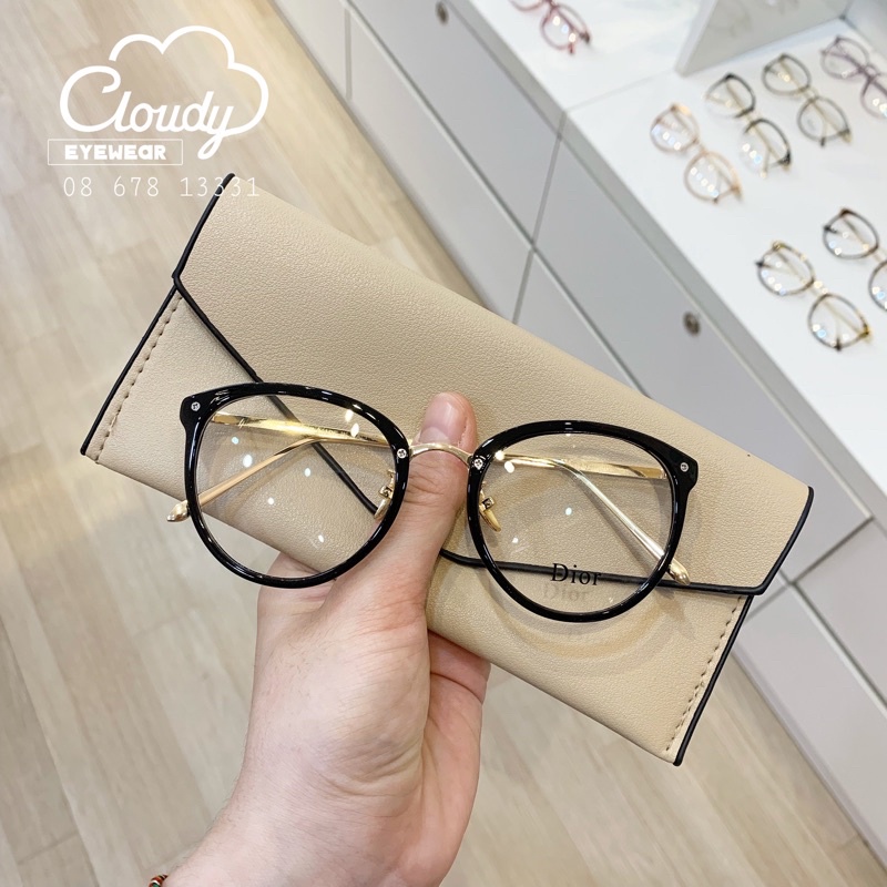 Gọng kính trứng D.ior mắt tròn thời trang hottrend nhận lắp cận Cloudy Eyewear 6020