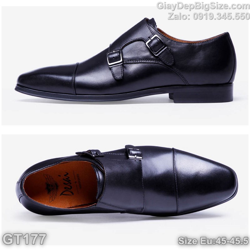 Giày tây da thật (double monk strap), giày sự kiện tiệc cưới big size cỡ lớn Eu:45-45.5 cho nam chân to