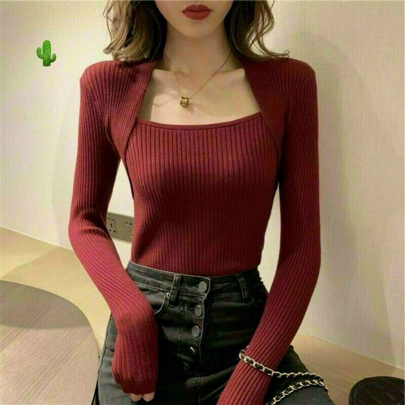 Áo thun tay dài cổ chữ U chất liệu thun xịn xò cao cấp