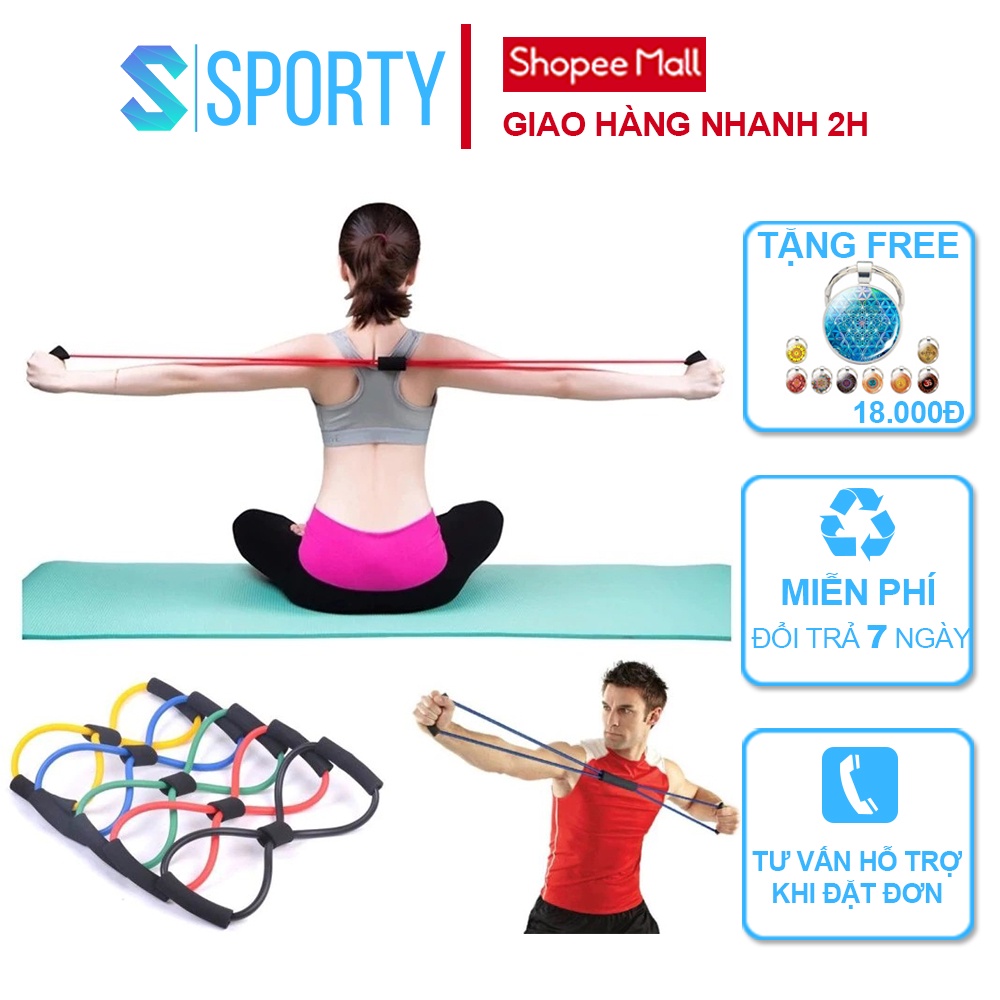 Dây tập cơ ngực YOGA chính hãng SPORTY YGT2 hình số 8 chất liệu silicon đàn hồi hỗ trợ các bài tập dãn cơ, tập thể hình