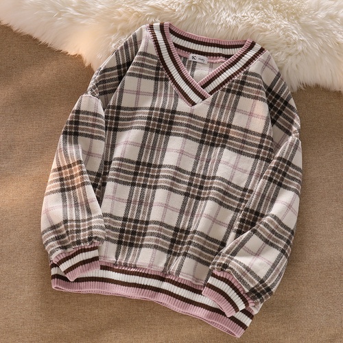 Áo sweater len nữ kẻ sọc phong cách retro Hàn Quốc