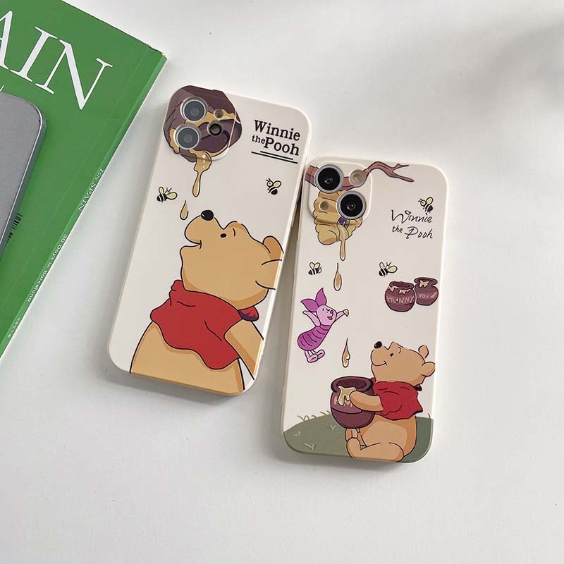 Ốp Lưng Iphone Cạnh Vuông,Bảo Vệ Camera Hình Gấu Ăn Mật 7plus,8plus,x,xs,xsmax,11,11promax,12,12promax,13,13promax