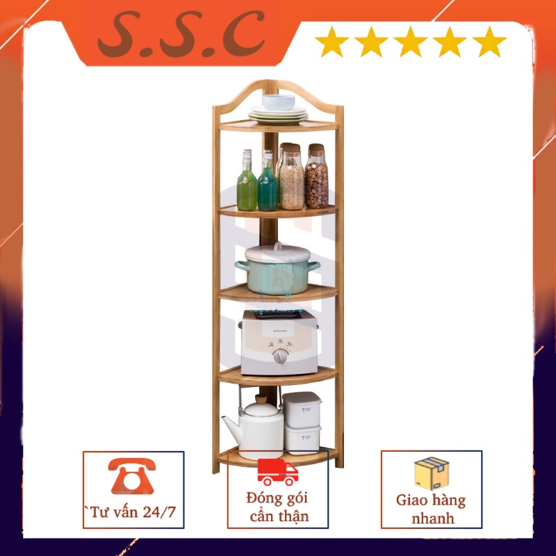 KỆ ĐỂ ĐỒ GÓC TƯỜNG ĐA NĂNG BẰNG GỖ CAO CẤP - KỆ GÓC GỖ 4 TẦNG, 5 TẦNG