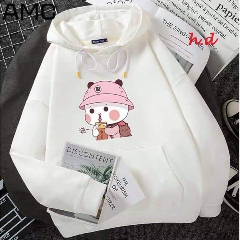 Áo hoodie nỉ bông in hình dễ thương, chất dày siêu ấm, áo free size dưới 60k, nhiều mẫu giao hình ngẫu nhiên