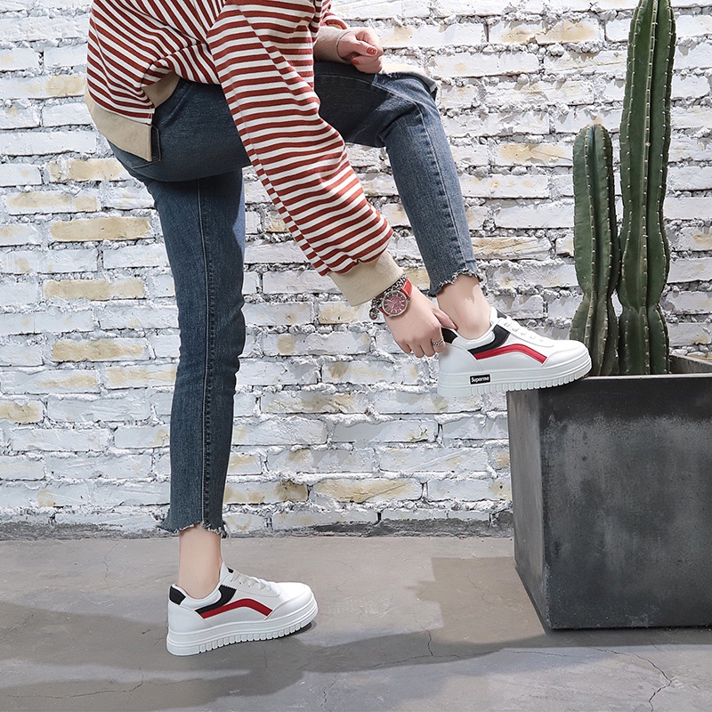 Đôi giày thể thao IELGY màu trắng phối màu phong cách giản dị thời trang Hàn Quốc cho nữ
