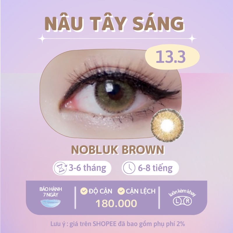 Kính áp tròng nâu tây sáng Nobluk brown - Made in Korea | Hạn sử dụng 3-6 tháng | Lens cận