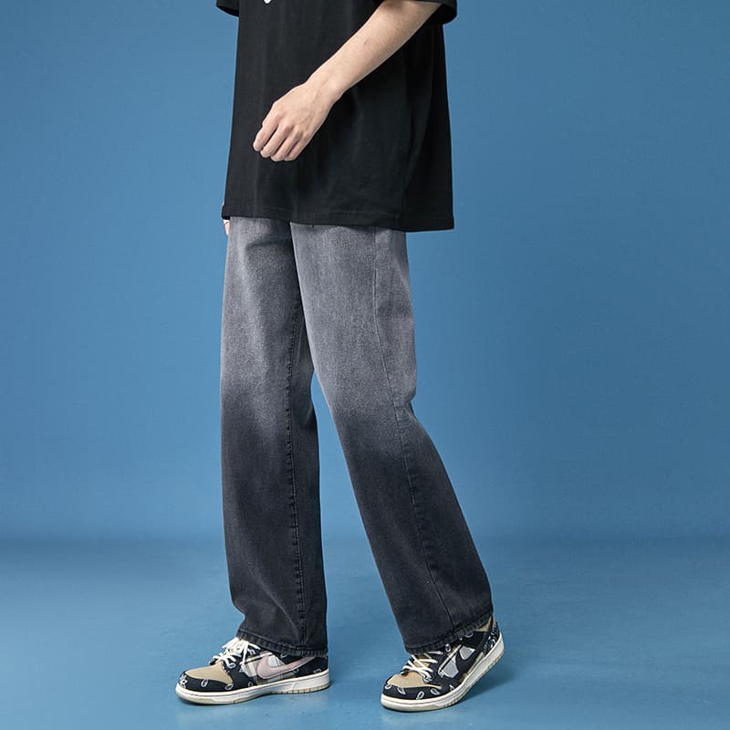 (hot)Quần baggy ống rộng  wash 2 màu thời trang - quần jean nam - phong cách hàn quốc-Ống Suông Unisex