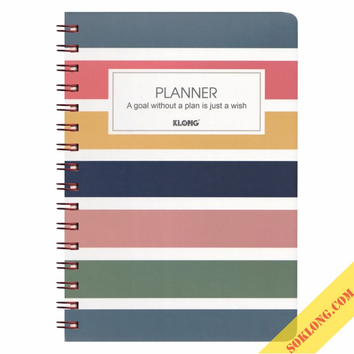 Sổ kế hoạch sọc ngang lò xo kép Planner A5 Klong 200 trang MS945 nhiều màu