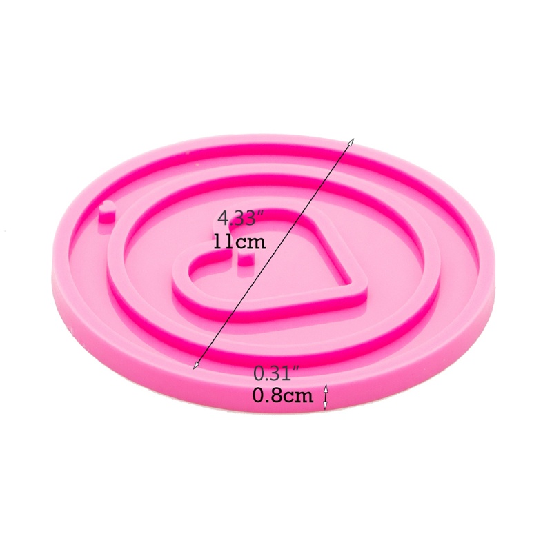 Khuôn Silicone Làm Móc Khóa Hình Tròn / Trái Tim Lấp Lánh DIY