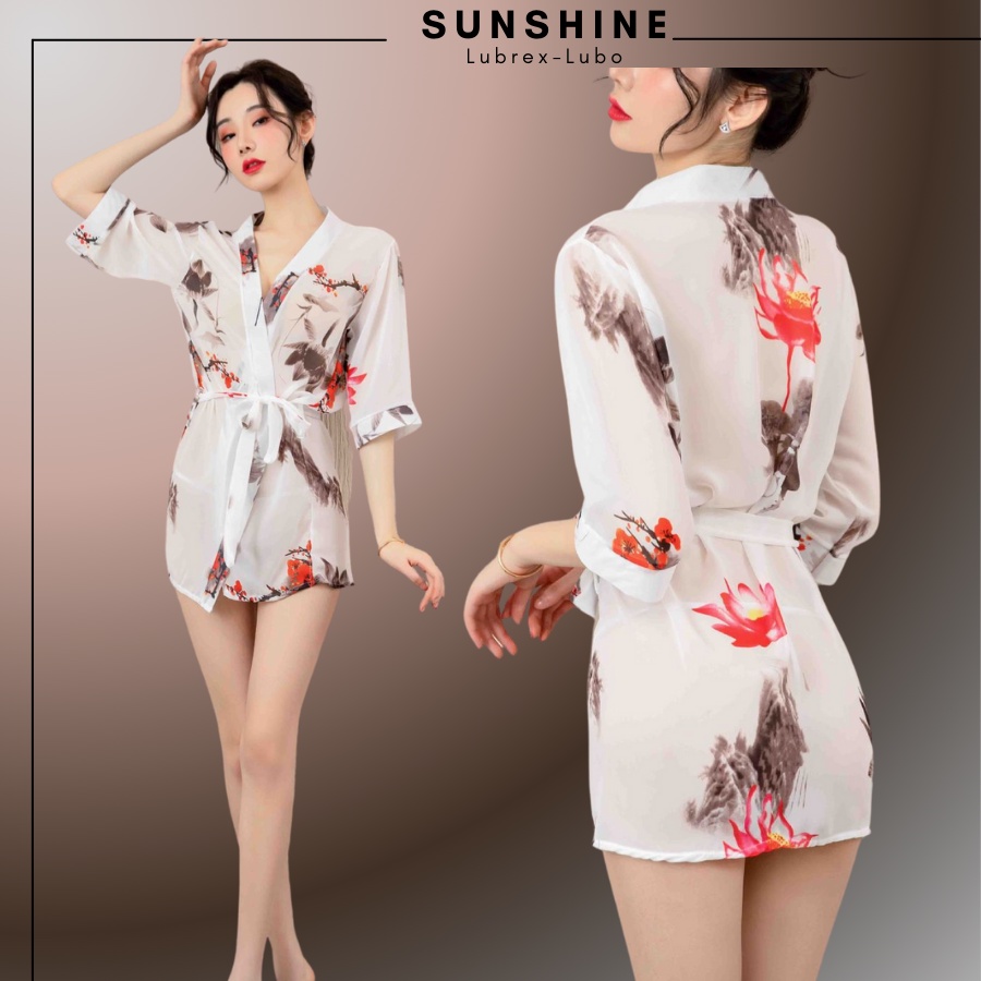 Áo Choàng Kimono Voan Hoa Xuyên Thấu Gợi Cảm- SUNSHINE LUBREXLUBO-KMN1084