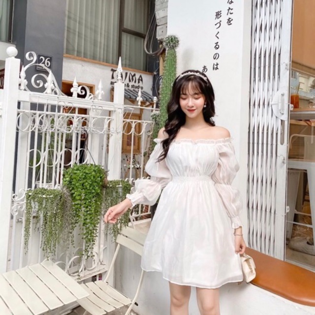 (CLIP THẬT) Đầm trễ vai voan lấp lánh bẹt vai | BigBuy360 - bigbuy360.vn