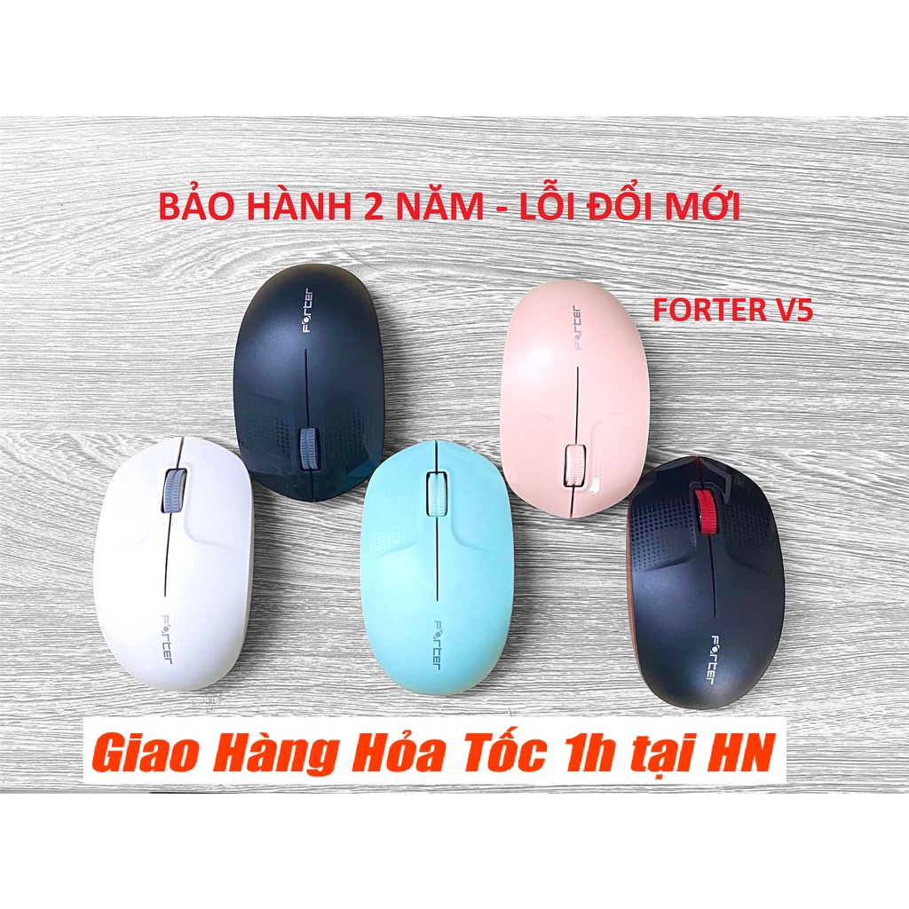 [BH 2 Năm] Chuột Không Dây Màu Hồng / Đen/ Xanh/ Trắng Forter V5 - Hàng Chính Hãng