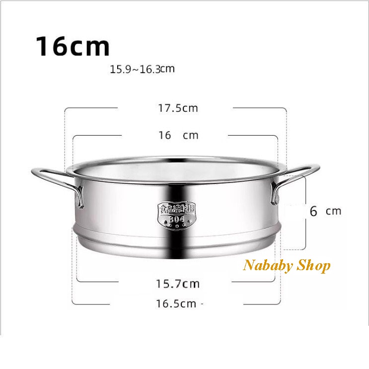 Xửng hấp đồ ăn cho bé inox 304 chuẩn xịn size 16, size 18, size 20, size 22 chuẩn