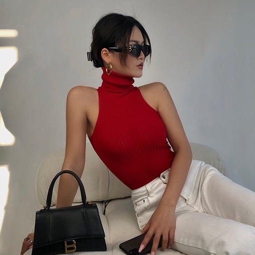 QADCOL Áo sweater Cổ Lọ Thiết Kế Quyến Rũ Cho Nữ