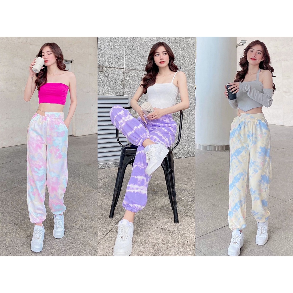 Quần jogger nữ nỉ chun gấu hình thật