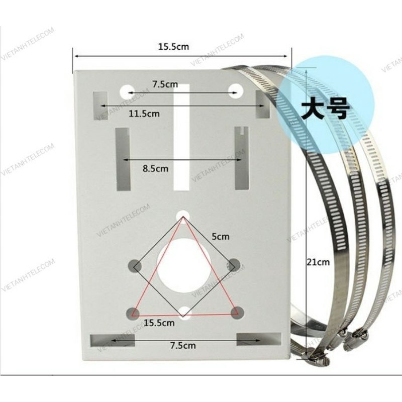 Bích bắt cột to cho camera PTZ , mặt bích bắt cột 15x21cm cho camera kèm 2 đai
