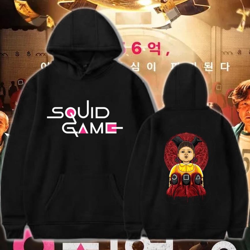 💥💖 Áo Hoodie dài tay UNISEX SQUID GAME 🎁 Mẫu áo Hoodie in hình SQUID GAME búp bê độc đẹp giá 🎁