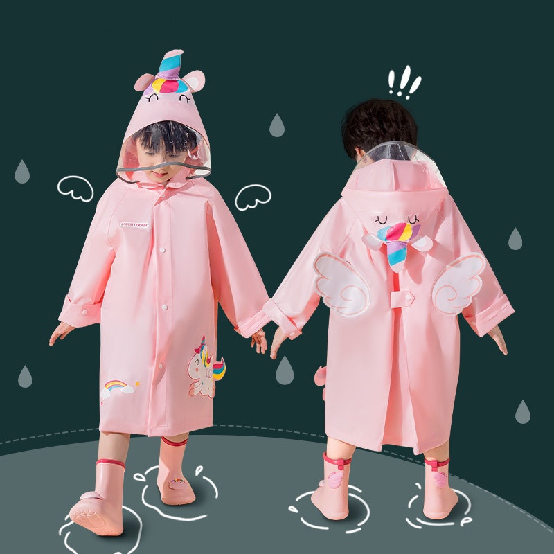 Áo Mưa In Hình Kỳ Lân / Thỏ / Khủng Long Dễ Thương Cho Bé Gái